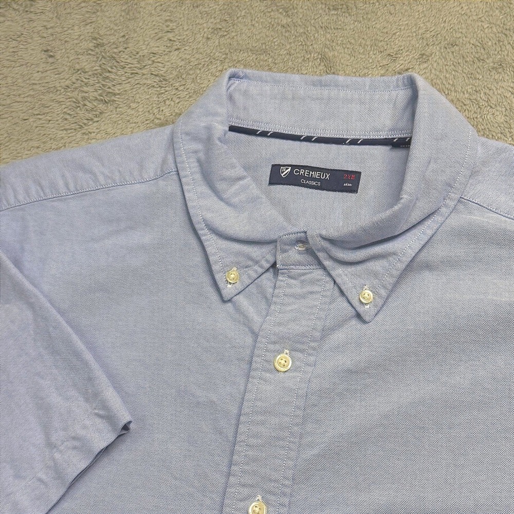 Cremieux Classics Mens 2XB Blue Oxford Cotton Short Sleeve Button Down Shirt